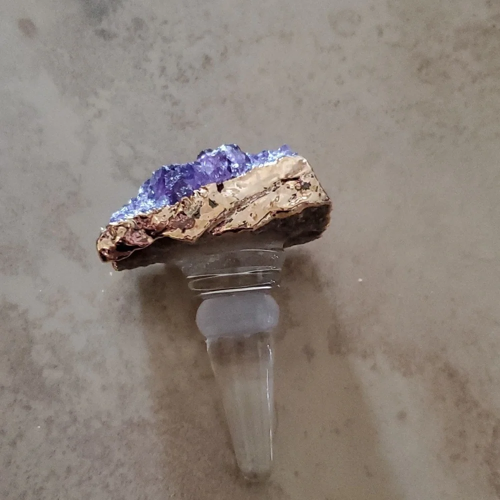 Genuine Amethyst Crystal Bottle Stopper nwot